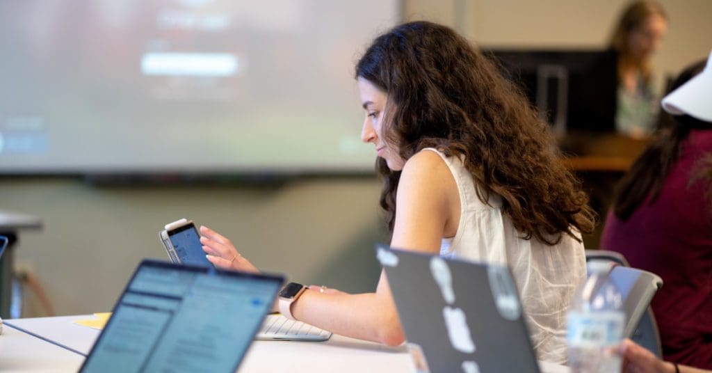 Finals Week - First Semester: student working hard in class