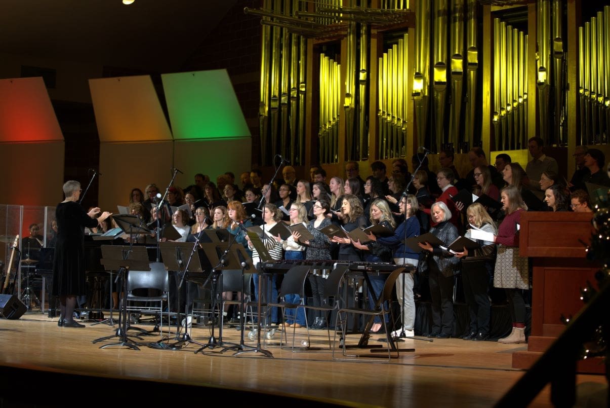 On Saturday, December 6th, Trinity’s various music ensembles, including Concert Choir, Honors Ensemble, Gospel Choir, Jazz Ensemble, and Chamber Winds, utilized their numerous skills and gifts in the College’s annual Christmastide tradition.
